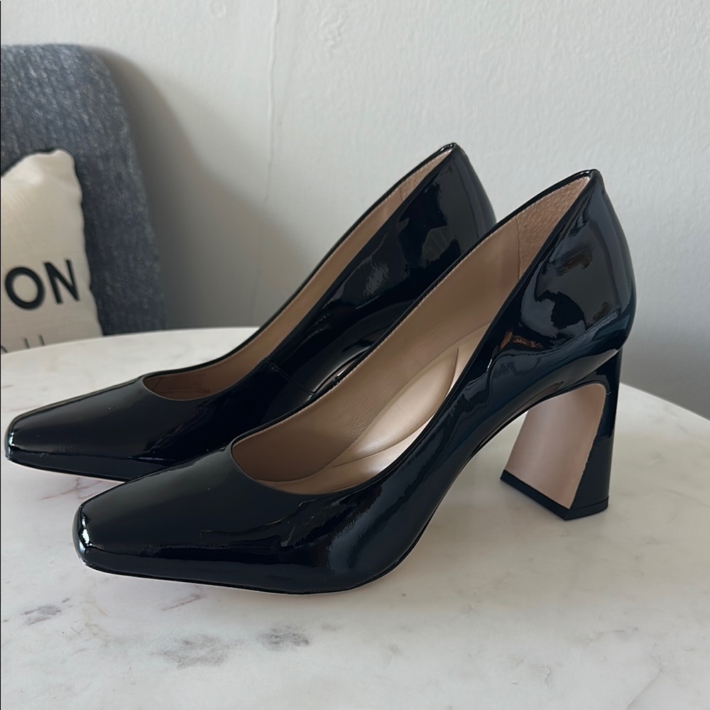 Antonio Melani Ellery Patent Leather Flared Heel Pumps
